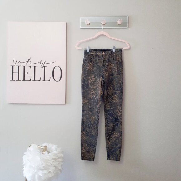 NWT J Brand blue & gold abstract print high rise crop skinny jeans, 24 - Picture 5 of 7